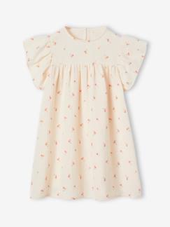 Niña-Vestido con estampado de flores de gasa de algodón para niña