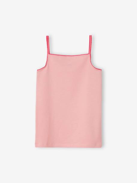 Pack de 3 camisetas de tirantes de algodón orgánico con corazones y unicornios para niña rosa 