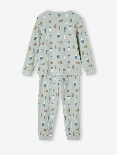Pijama de punto de canalé con estampado para niño verde sauce 