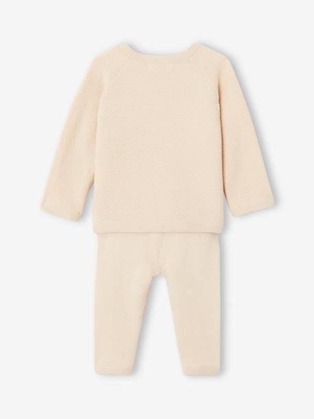 Conjunto de punto tricot y leggings para bebé recién nacido beige 