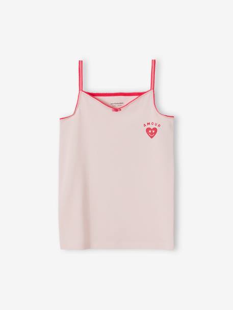 Pack de 3 camisetas de tirantes de algodón orgánico con corazones y unicornios para niña rosa 