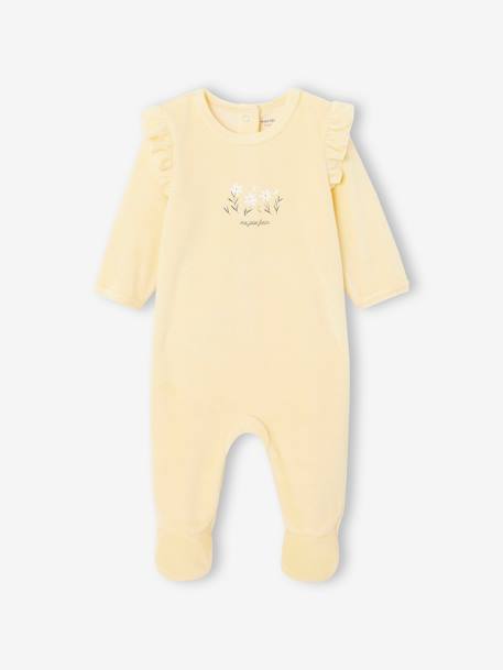 Pack de 2 pijamas para bebé de terciopelo amarillo pálido 