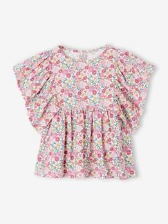 camisetas-Niña-Camiseta blusa con flores, para niña