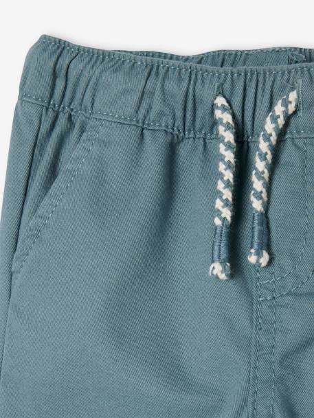 Pantalón de tela con cintura elástica, para bebé niño azul claro+nuez de pacana 