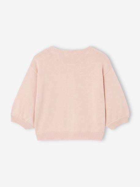 Cárdigan Basics de punto tricot con corazón bordado, para bebé blanco+rosa maquillaje 