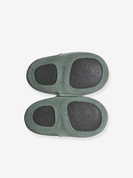 Zapatillas patucos elásticos de piel flexible, para bebé verde sauce 