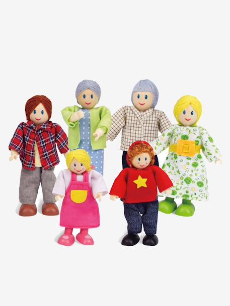Familia de 6 muñecos de madera Hape multicolor 