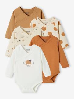 Pijamas y bodies bebé-Pack de 5 bodies con abertura para bebé recién nacido de algodón orgánico