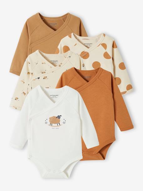 Pijamas y bodies bebé-Bebé-Pack de 5 bodies con abertura para bebé recién nacido de algodón orgánico