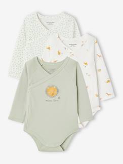 Pijamas y bodies bebé-Pack de 3 bodies surtidos de algodón orgánico «león» para bebé especial nacimiento