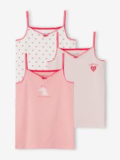 Algodón orgánico-Niña-Ropa interior-Pack de 3 camisetas de tirantes de algodón orgánico con corazones y unicornios para niña