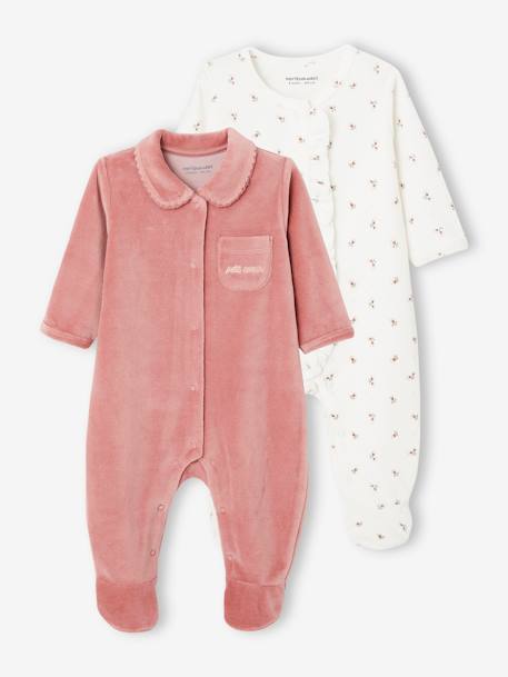 Bebé-Pijamas-Pack de 2 peleles de terciopelo para bebé