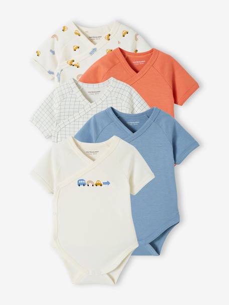 Pijamas y bodies bebé-Bebé-Pack de 5 bodies de algodón orgánico «coches» para bebé especial para nacimiento