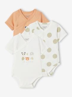Pijamas y bodies bebé-Pack de 3 bodies con abertura para bebé recién nacido de algodón orgánico