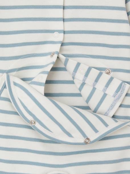 Pijama a rayas de interlock para bebé azul claro 