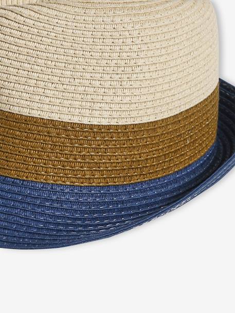 Sombrero estilo panamá tricolor aspecto paja para niño madera 