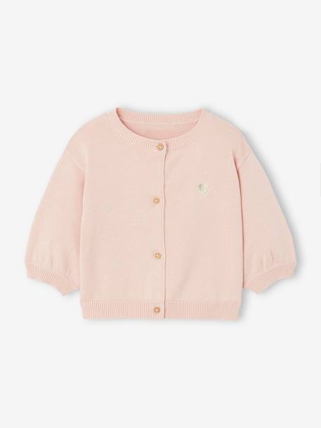 Ecorresponsables-Bebé-Cárdigan Basics de punto tricot con corazón bordado, para bebé