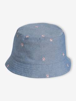 -Sombrero bob denim con flores bordadas para bebé niña