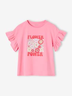 Camiseta "Flower Power" con volantes en las mangas para niña