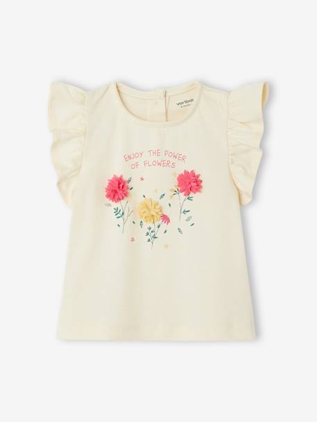 Ecorresponsables-Bebé-Camiseta con flores en relieve para bebé