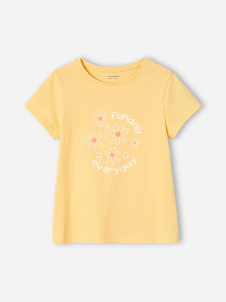Pack de 3 camisetas surtidas con detalles irisados, para niña amarillo pastel+azul marino+AZUL OSCURO LISO CON MOTIVOS+MARRON CLARO LISO CON MOTIVOS+rosa frambuesa+verde sauce 