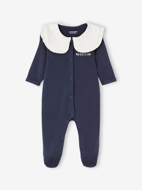 Pack de 3 pijamas 'corazón' para bebé de interlock azul oscuro 