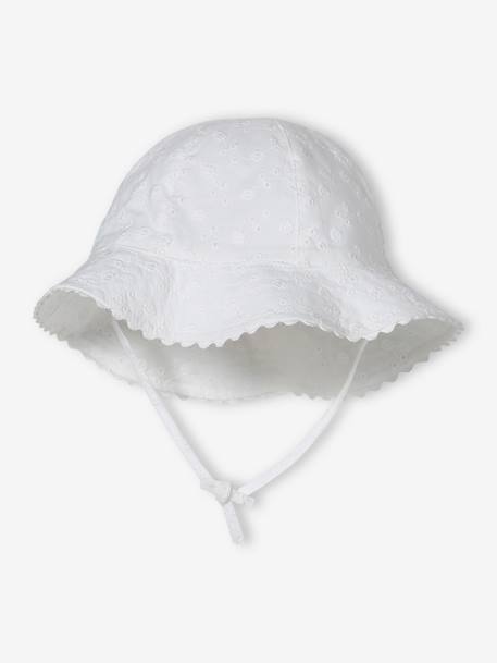 Sombrero de bordado inglés para bebé niña crudo 