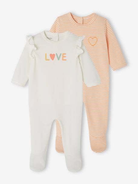 Bebé-Pack de 2 pijamas de punto "love" para bebé recién nacido