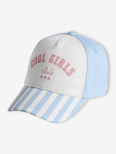 Gorra niña 'Cool Girls Club' rayas azul+rayas rosa 