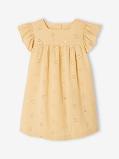 Niña-Vestido con bordado de flores para niña de gasa de algodón