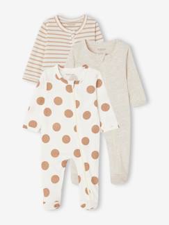 Pijamas y bodies bebé-Pack de 3 pijamas para bebé de punto con abertura con cremallera BASICS