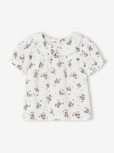 Camiseta de manga corta floral para bebé crudo 