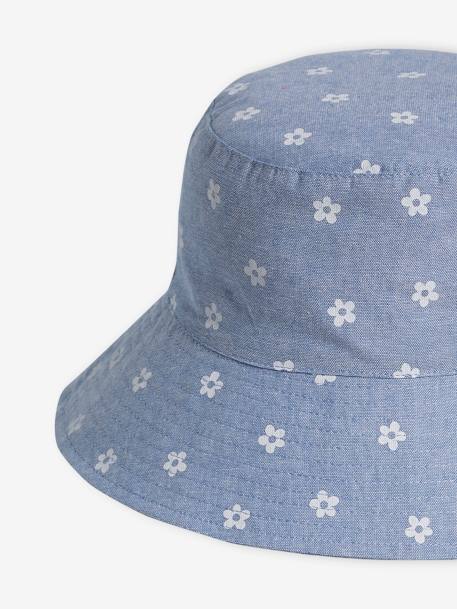 Sombrero bob estilo capelina denim con flores para niña azul jeans 