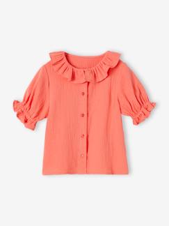 Niña-Camisas y Blusas-Blusa con cuello de gasa de algodón para niña