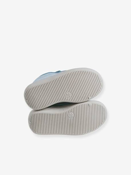 Zapatillas de casa de tela con cremallera para bebé rayas azul 