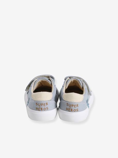Zapatillas de lona con cierre autoadherente para bebé azul pálido+beige estampado 