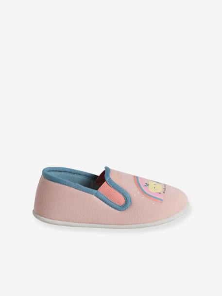 Zapatillas de casa elásticas infantiles de tela albaricoque+rosa rosa pálido 