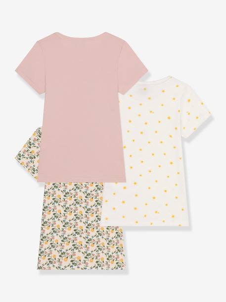 Pack de 3 camisetas de manga corta PETIT BATEAU rosa viejo 