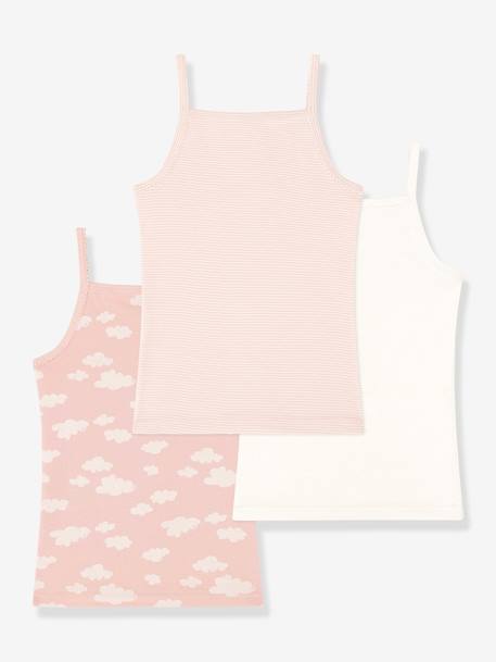 Pack de 3 camisetas de tirantes PETIT BATEAU rosa rosa pálido 