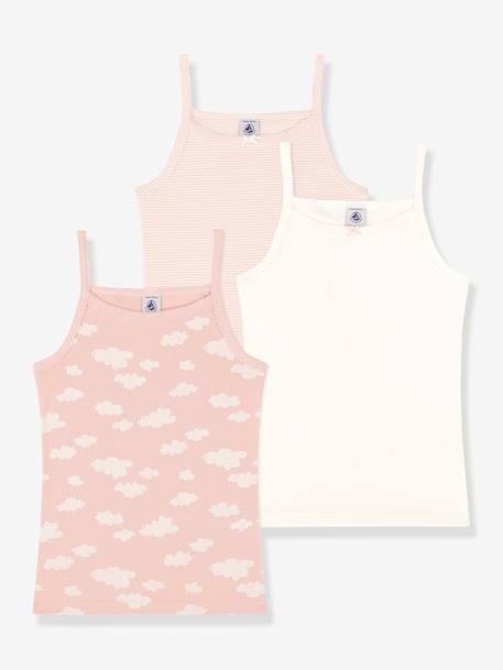 Pack de 3 camisetas de tirantes PETIT BATEAU rosa rosa pálido 