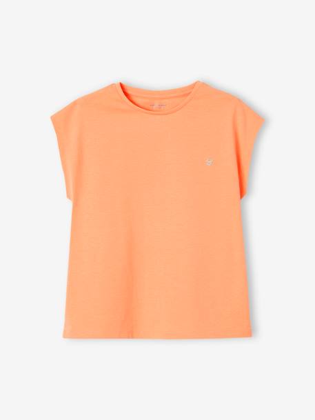 Camiseta lisa Basics de manga corta para niña coral+mandarina 