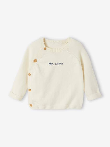 Jersey de punto tricot para con abertura delante para bebé crudo 