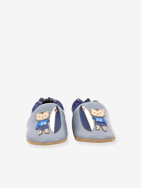 Zapatillas patucos de piel ligera Surfing Boy ROBEEZ© para bebé azul 