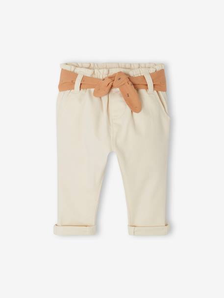 Bebé-Pantalones, vaqueros -Pantalón «paperbag» con cinturón para bebé