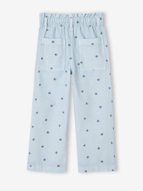 Pantalón ancho con flores estilo 'paperbag' niña azul estampado 