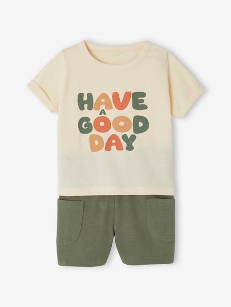 Bebé-Conjuntos-Conjunto de camiseta estampada + short baggy para bebé
