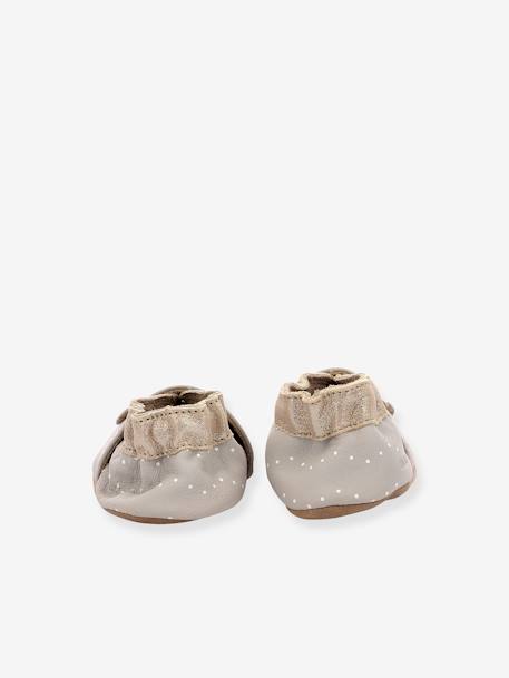 Zapatillas patucos de piel ligera Baby tiny heart ROBEEZ© para bebé gris 