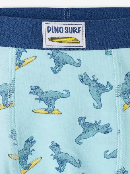 Pack de 4 bóxers stretch «dino surf» de algodón orgánico para niño amarillo 
