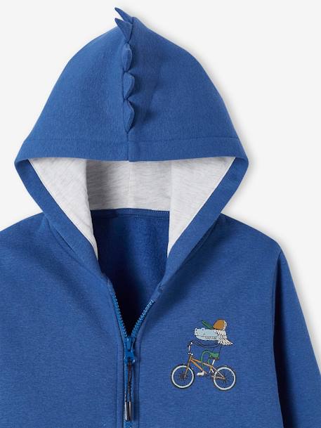 Sudadera deportiva con cremallera, capucha y cresta fantasía azul 