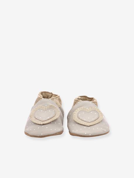 Zapatillas patucos de piel ligera Baby tiny heart ROBEEZ© para bebé gris 